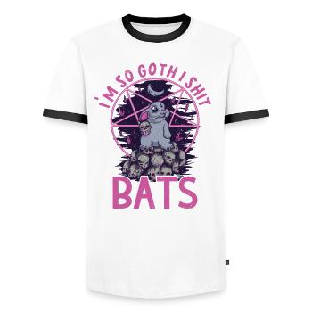 Satan Belzébuth Diable Gothique Pentagramme Mystique - T-shirt contrasté Homme - blanc/noir - Devant - AI Model Female 172 light (172cm) & AI Model Male 178 dark (178cm)