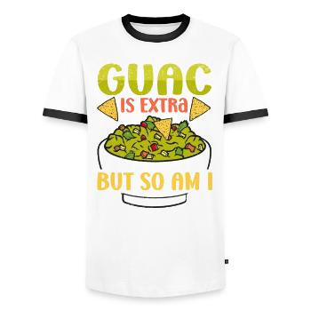 Avocado Guacamole Mexikanisch Mexiko Latino - Männer Kontrast-T-Shirt - Weiß/Schwarz - Vorne - AI Model Female 172 light (172cm) & AI Model Male 178 dark (178cm)