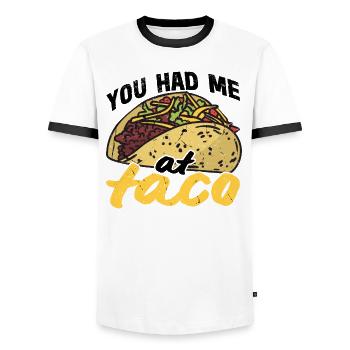 Taco Somberero Mexikanisch Mexiko Latino - Männer Kontrast-T-Shirt - Weiß/Schwarz - Vorne - AI Model Female 172 light (172cm) & AI Model Male 178 dark (178cm)