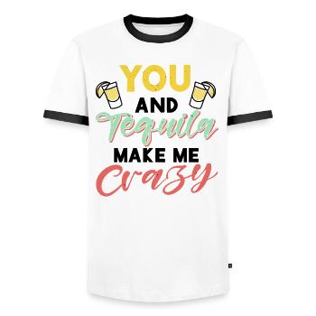 Tequila Alkohol Mexikanisch Mexiko Latino - Männer Kontrast-T-Shirt - Weiß/Schwarz - Vorne - AI Model Female 172 light (172cm) & AI Model Male 178 dark (178cm)