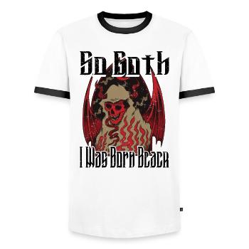 Satan Belzébuth Diable Gothique Pentagramme Mystique - T-shirt contrasté Homme - blanc/noir - Devant - AI Model Female 172 light (172cm) & AI Model Male 178 dark (178cm)