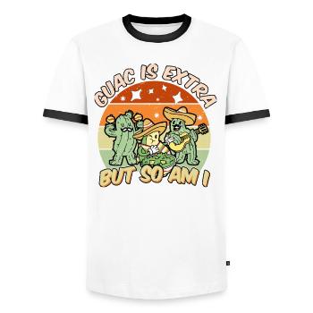 Avocado Guacamole Mexikanisch Mexiko Latino - Männer Kontrast-T-Shirt - Weiß/Schwarz - Vorne - AI Model Female 172 light (172cm) & AI Model Male 178 dark (178cm)