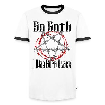 Satan Beelzebub Devil Gothic Pentagram Mystical - Men's Ringer Shirt - white/black - Front - AI Model Female 172 light (172cm) & AI Model Male 178 dark (178cm)