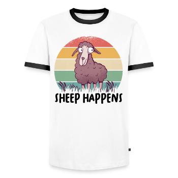 Farmer Farmer Lamb Farmer Farm Country Egg Sheep - Men's Ringer Shirt - white/black - Front - AI Model Female 172 light (172cm) & AI Model Male 178 dark (178cm)