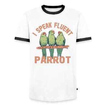 Perruche Perroquet Perroquet Propriétaire - T-shirt contrasté Homme - blanc/noir - Devant - AI Model Female 172 light (172cm) & AI Model Male 178 dark (178cm)