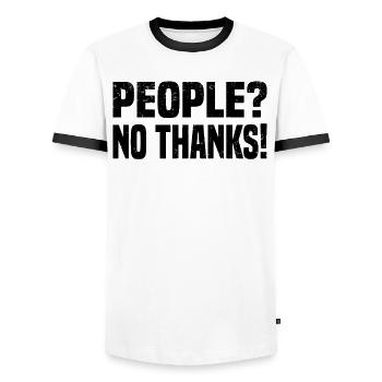 Misanthrope Antisocial Introvert - Men's Ringer Shirt - white/black - Front - AI Model Female 172 light (172cm) & AI Model Male 178 dark (178cm)