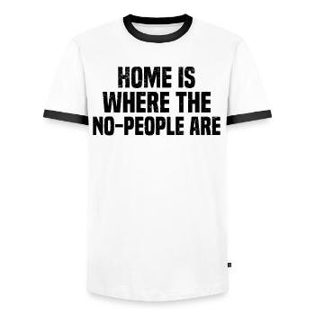 Misanthrope Antisocial Introvert - Men's Ringer Shirt - white/black - Front - AI Model Female 172 light (172cm) & AI Model Male 178 dark (178cm)