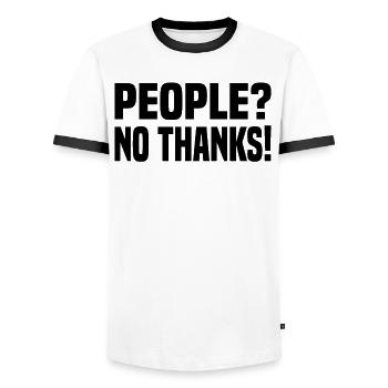 Misanthrope Antisocial Introvert - Men's Ringer Shirt - white/black - Front - AI Model Female 172 light (172cm) & AI Model Male 178 dark (178cm)