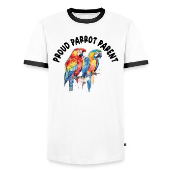 Perruche Perruche Oiseau Perruche Propriétaire - T-shirt contrasté Homme - blanc/noir - Devant - AI Model Female 172 light (172cm) & AI Model Male 178 dark (178cm)