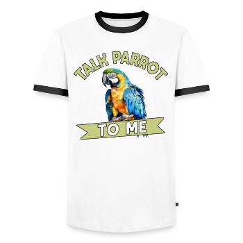 Perruche Perruche Oiseau Perruche Propriétaire - T-shirt contrasté Homme - blanc/noir - Devant - AI Model Female 172 light (172cm) & AI Model Male 178 dark (178cm)