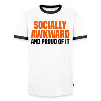 Misanthrope Antisocial Introvert - Men's Ringer Shirt - white/black - Front - AI Model Female 172 light (172cm) & AI Model Male 178 dark (178cm)