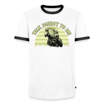 Perruche Perruche Oiseau Perruche Propriétaire - T-shirt contrasté Homme - blanc/noir - Devant - AI Model Female 172 light (172cm) & AI Model Male 178 dark (178cm)