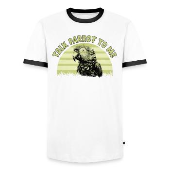 Perruche Perruche Oiseau Perruche Propriétaire - T-shirt contrasté Homme - blanc/noir - Devant - AI Model Female 172 light (172cm) & AI Model Male 178 dark (178cm)