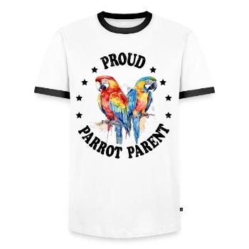 Perruche Perruche Oiseau Perruche Propriétaire - T-shirt contrasté Homme - blanc/noir - Devant - AI Model Female 172 light (172cm) & AI Model Male 178 dark (178cm)