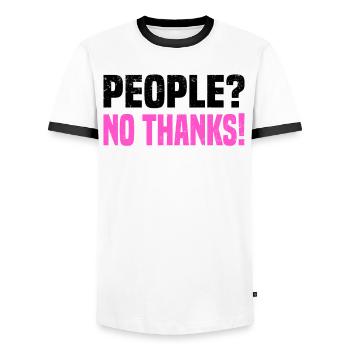 Misanthrope, Misanthrope, Antisocial, Introvert - Men's Ringer Shirt - white/black - Front - AI Model Female 172 light (172cm) & AI Model Male 178 dark (178cm)