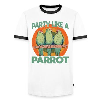 Perruche Perruche Oiseau Perruche Propriétaire - T-shirt contrasté Homme - blanc/noir - Devant - AI Model Female 172 light (172cm) & AI Model Male 178 dark (178cm)