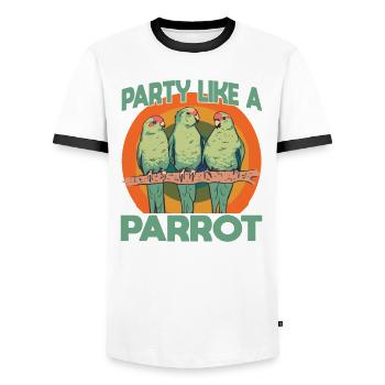 Perruche Perruche Oiseau Perruche Propriétaire - T-shirt contrasté Homme - blanc/noir - Devant - AI Model Female 172 light (172cm) & AI Model Male 178 dark (178cm)