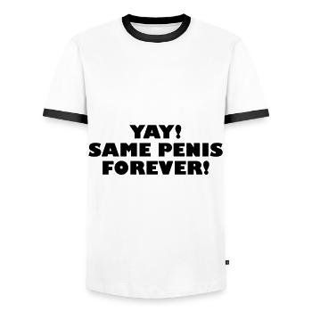 Immer der gleiche Penis JGA Geschenk Braut - Männer Kontrast-T-Shirt - Weiß/Schwarz - Vorne - AI Model Female 172 light (172cm) & AI Model Male 178 dark (178cm)