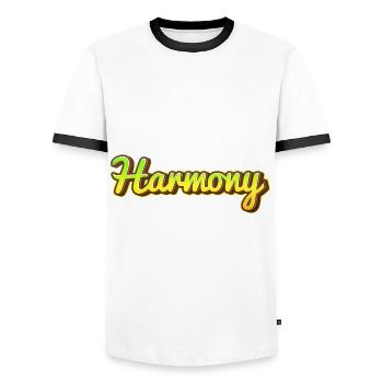 Harmony - Men's Ringer Shirt - white/black - Front - AI Model Female 172 light (172cm) & AI Model Male 178 dark (178cm)