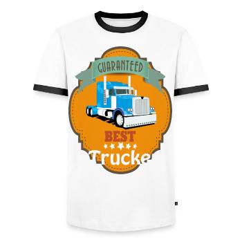 Best Trucker, Lkw Trucker Design - Männer Kontrast-T-Shirt - Weiß/Schwarz - Vorne - AI Model Female 172 light (172cm) & AI Model Male 178 dark (178cm)