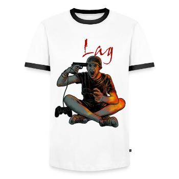 Nerd Gamer Designs suicide lag777 - T-shirt contrasté Homme - blanc/noir - Devant - AI Model Female 172 light (172cm) & AI Model Male 178 dark (178cm)