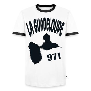 Belle idee cadeau carte de la guadeloupe 971 gwada - T-shirt contrasté Homme - blanc/noir - Devant - AI Model Female 172 light (172cm) & AI Model Male 178 dark (178cm)