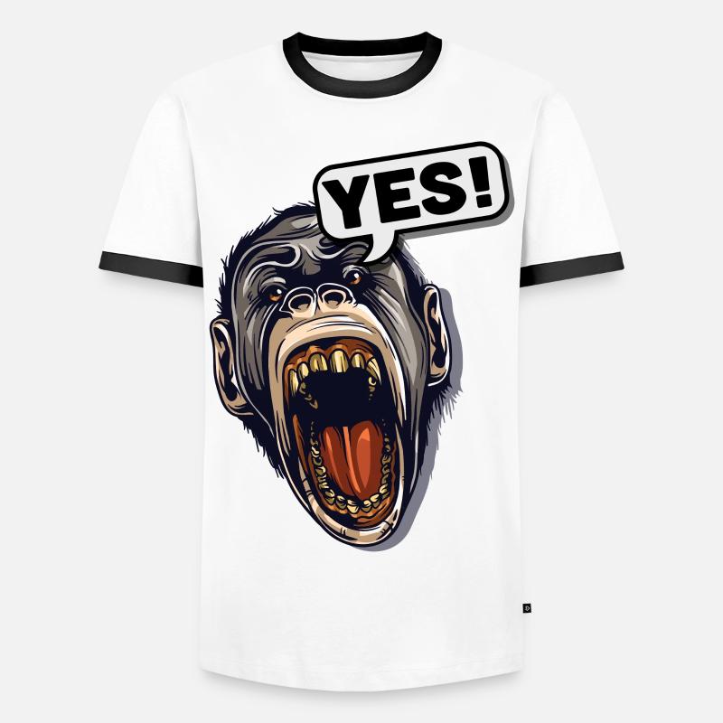 YES! Primate Monkey Chimpanzee - Men's Ringer Shirt - white/black