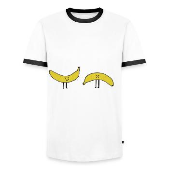 Bananas LaughTer Sad Happy Unhappy - Men's Ringer Shirt - white/black - Front - AI Model Female 172 light (172cm) & AI Model Male 178 dark (178cm)