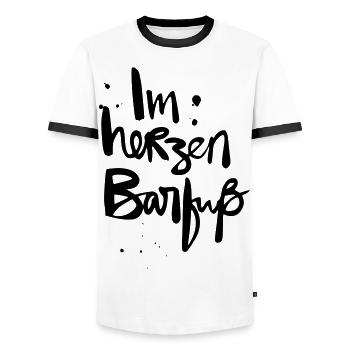 Im Herzen Barfuss Lustiger Sommer Spruch - Männer Kontrast-T-Shirt - Weiß/Schwarz - Vorne - AI Model Female 172 light (172cm) & AI Model Male 178 dark (178cm)