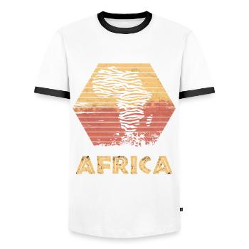 Afrique Nature Rétro Style cadeau carte pays - T-shirt contrasté Homme - blanc/noir - Devant - AI Model Female 172 light (172cm) & AI Model Male 178 dark (178cm)