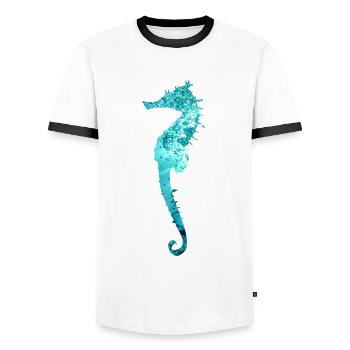 Seepferd Seepferdchen Meeresbiologe Meer Aquarium - Männer Kontrast-T-Shirt - Weiß/Schwarz - Vorne - AI Model Female 172 light (172cm) & AI Model Male 178 dark (178cm)