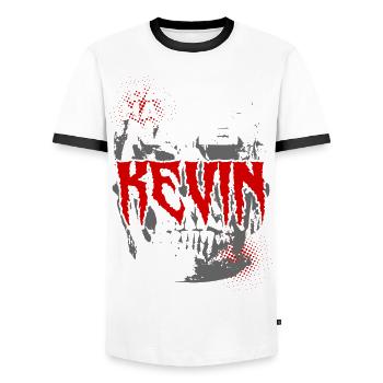 Das böse heisst Kevin - Männer Kontrast-T-Shirt - Weiß/Schwarz - Vorne - AI Model Female 172 light (172cm) & AI Model Male 178 dark (178cm)