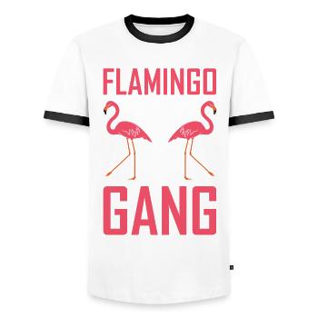 Gang des flamants roses - T-shirt contrasté Homme - blanc/noir - Devant - AI Model Female 172 light (172cm) & AI Model Male 178 dark (178cm)