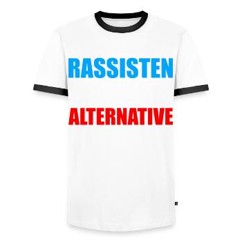 Rassisten sind keine Alternative Wahlen AFD - Männer Kontrast-T-Shirt - Weiß/Schwarz - Vorne - AI Model Female 172 light (172cm) & AI Model Male 178 dark (178cm)