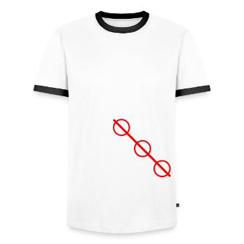 Penser différemment métaphore Sortir des sentiers battus - T-shirt contrasté Homme - blanc/noir - Devant - AI Model Female 172 light (172cm) & AI Model Male 178 dark (178cm)