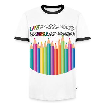 Lustiger Spruch über Leben Weisheit - Männer Kontrast-T-Shirt - Weiß/Schwarz - Vorne - AI Model Female 172 light (172cm) & AI Model Male 178 dark (178cm)