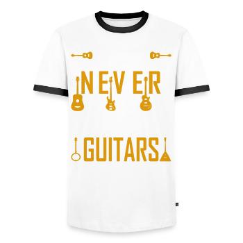 Guitares guitares cadeau de guitare - T-shirt contrasté Homme - blanc/noir - Devant - AI Model Female 172 light (172cm) & AI Model Male 178 dark (178cm)