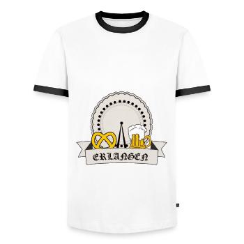 Atteindre les armoiries - T-shirt contrasté Homme - blanc/noir - Devant - AI Model Female 172 light (172cm) & AI Model Male 178 dark (178cm)