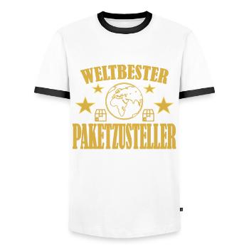Paketzusteller Paketbote Postbote - Männer Kontrast-T-Shirt - Weiß/Schwarz - Vorne - AI Model Female 172 light (172cm) & AI Model Male 178 dark (178cm)