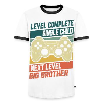 Level Complete Einzelkind Bruder Geburt Geschenk - Männer Kontrast-T-Shirt - Weiß/Schwarz - Vorne - AI Model Female 172 light (172cm) & AI Model Male 178 dark (178cm)