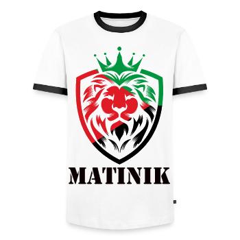 Martinique Drapeau rouge vert noir - T-shirt contrasté Homme - blanc/noir - Devant - AI Model Female 172 light (172cm) & AI Model Male 178 dark (178cm)