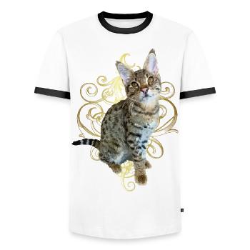 Tabby - Men's Ringer Shirt - white/black - Front - AI Model Female 172 light (172cm) & AI Model Male 178 dark (178cm)