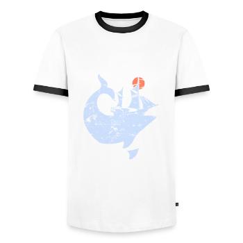Vater und Kapitän: Die ultimative Kombination! - Männer Kontrast-T-Shirt - Weiß/Schwarz - Vorne - AI Model Female 172 light (172cm) & AI Model Male 178 dark (178cm)