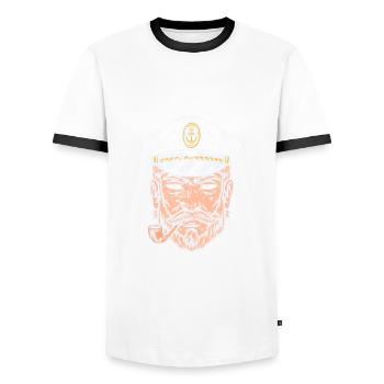 Vater und Kapitän: Die ultimative Kombination! - Männer Kontrast-T-Shirt - Weiß/Schwarz - Vorne - AI Model Female 172 light (172cm) & AI Model Male 178 dark (178cm)