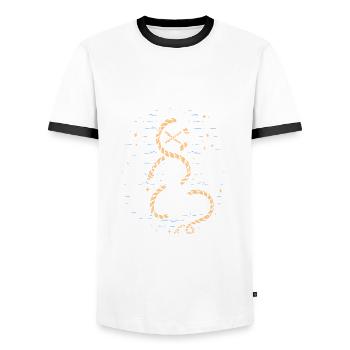 Vater und Kapitän - die besten Mann sind beides - Männer Kontrast-T-Shirt - Weiß/Schwarz - Vorne - AI Model Female 172 light (172cm) & AI Model Male 178 dark (178cm)