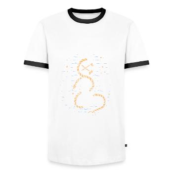 Kapitän Vater: Die besten Abenteuer beginnen zu Ha - Männer Kontrast-T-Shirt - Weiß/Schwarz - Vorne - AI Model Female 172 light (172cm) & AI Model Male 178 dark (178cm)