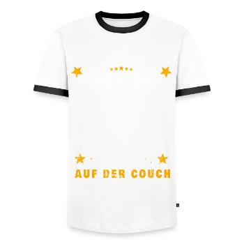 Kapitän - Der Chef auf der Couch - Männer Kontrast-T-Shirt - Weiß/Schwarz - Vorne - AI Model Female 172 light (172cm) & AI Model Male 178 dark (178cm)