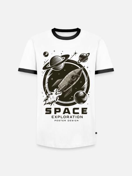 Aventure d’exploration spatiale - T-shirt contrasté Homme - blanc/noir