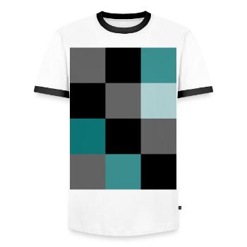 Teal Pixel - Men's Ringer Shirt - white/black - Front - AI Model Female 172 light (172cm) & AI Model Male 178 dark (178cm)