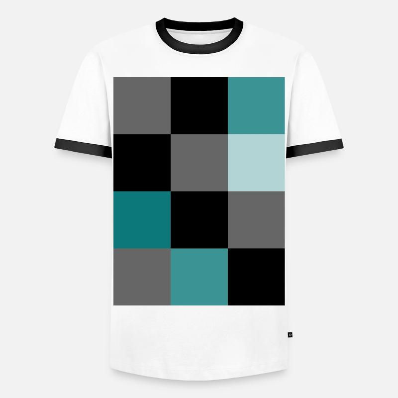 Teal Pixel - Men's Ringer Shirt - white/black